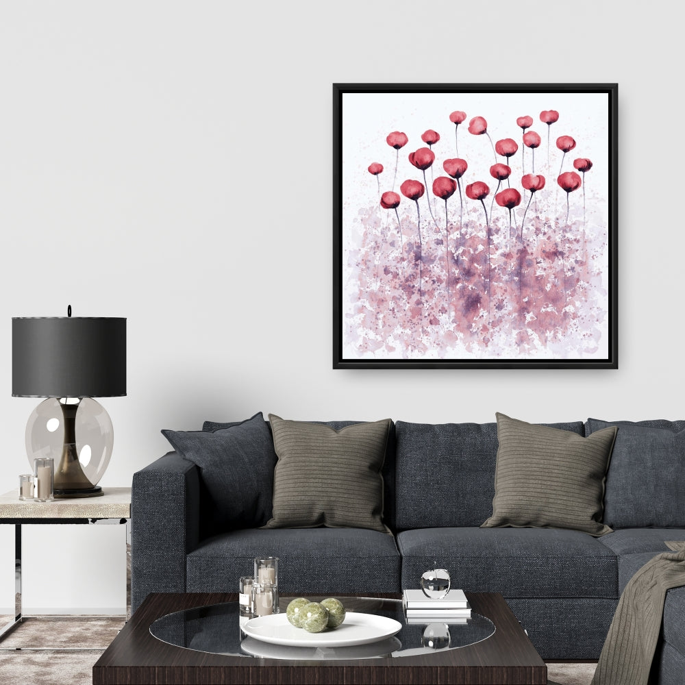 Toile encadrée Fleurs roses | Peinture florale décorative pour la maison