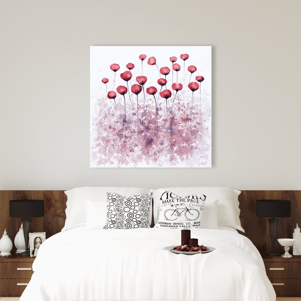 Bedroom Canvas | Pink Flowers with Splash | Floral Home Decor