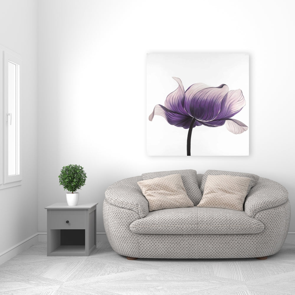 Purple Anemone Flower Canvas | Floral Botanical Home Decor