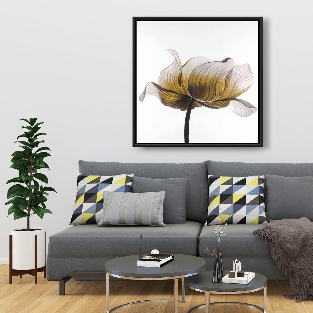 Yellow Anemone Flower Framed Canvas - Modern Living Room Decor