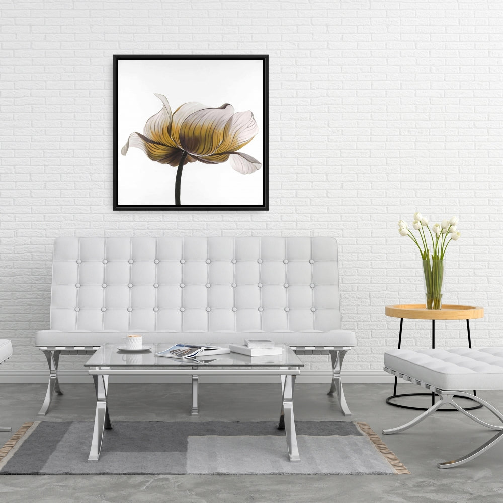 Yellow Anemone Flower Framed Canvas - Modern Living Room Decor