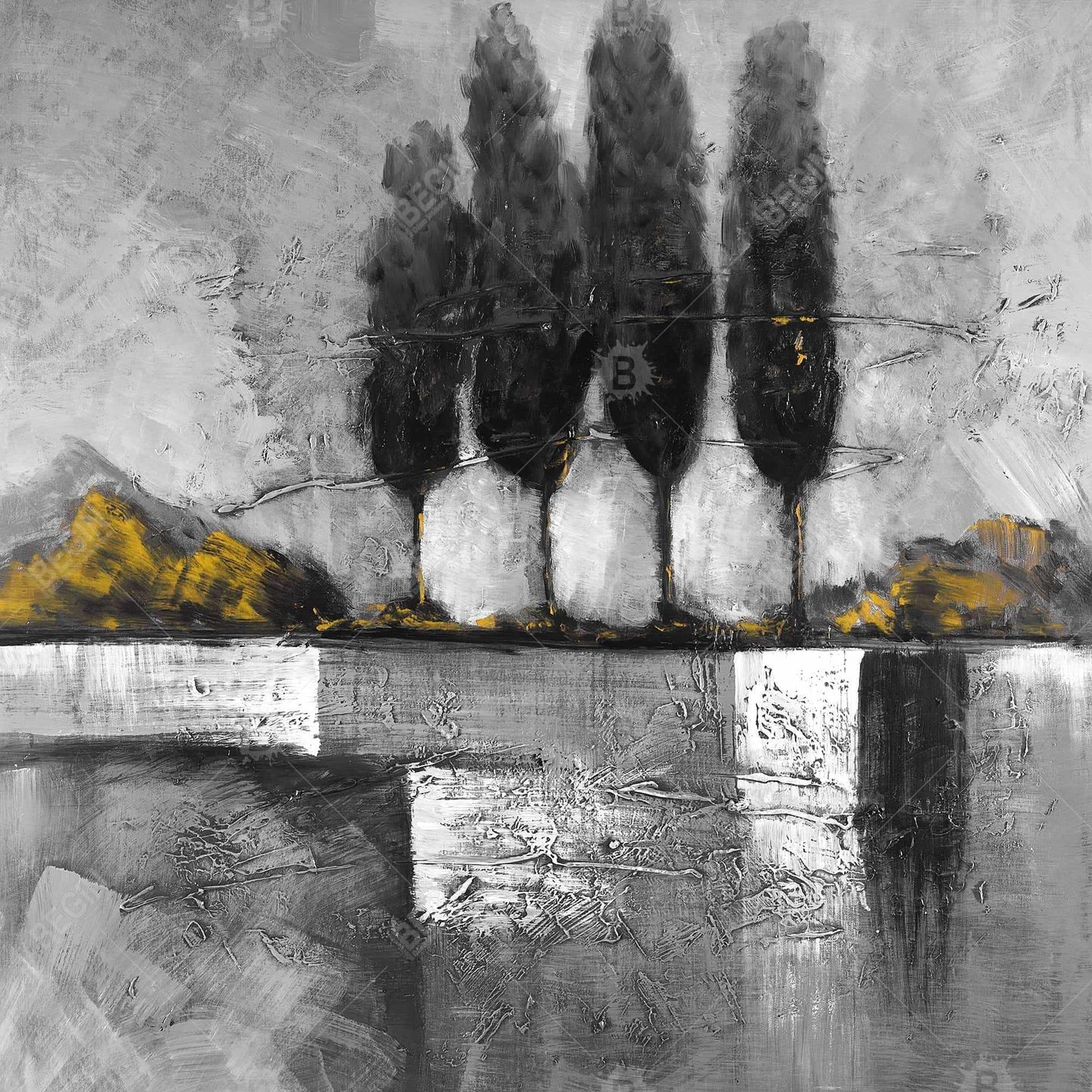 Industrial Landscape with Trees Canvas | Modern Home Decor