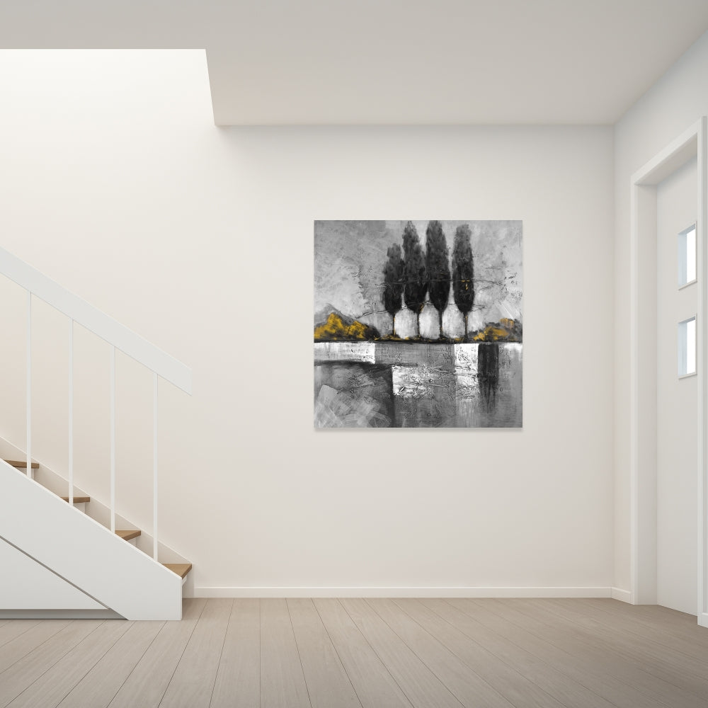 Industrial Landscape with Trees Canvas | Modern Home Decor