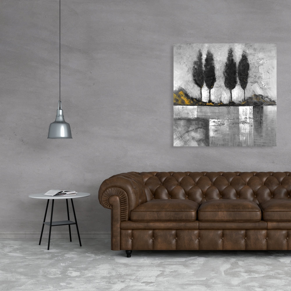 Grayscale Industrial Landscape Canvas - Gray Livingroom Decor