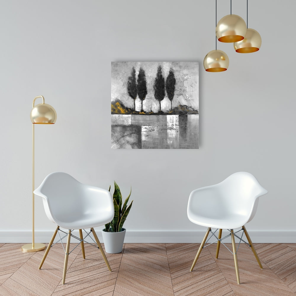 Grayscale Industrial Landscape Canvas - Gray Livingroom Decor