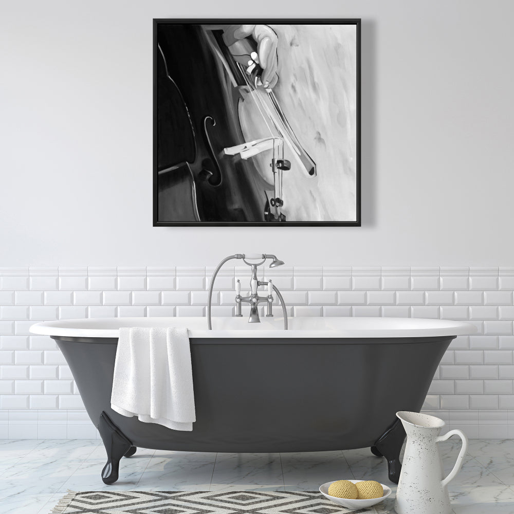 Toile monochrome pour salon musical - Musicien au violoncelle