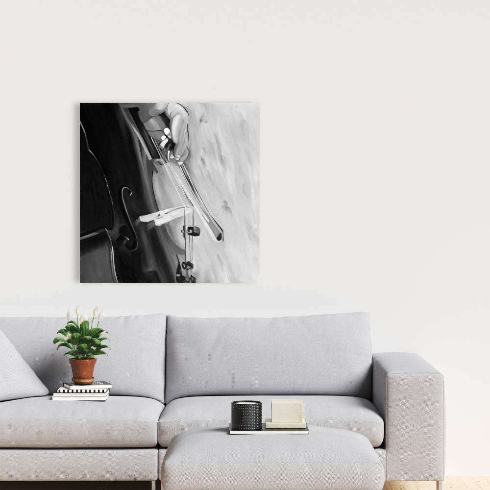 Toile monochrome « Musicien au violoncelle » – Décoration d'intérieur élégante