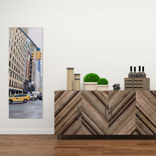 Travel in New York American Gray Building Canvas - Home Decor