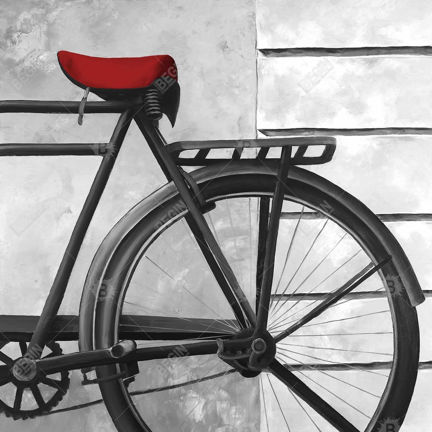 White Bedroom Still Life Canvas | Rear Bicycle Home Decor