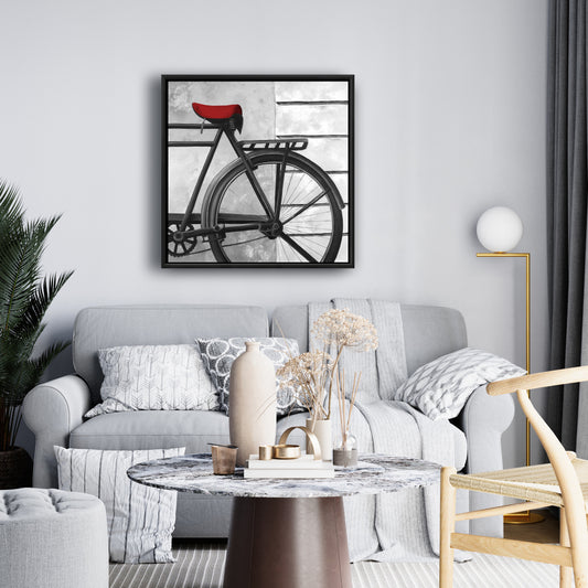 Rear Bicycle Still Life Framed Canvas | White Bedroom Decor