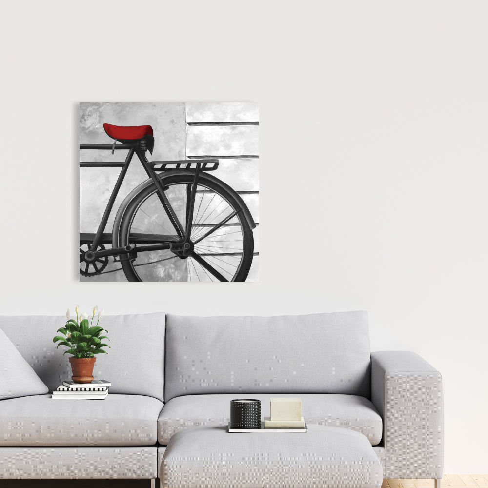 White Bedroom Still Life Canvas | Rear Bicycle Home Decor