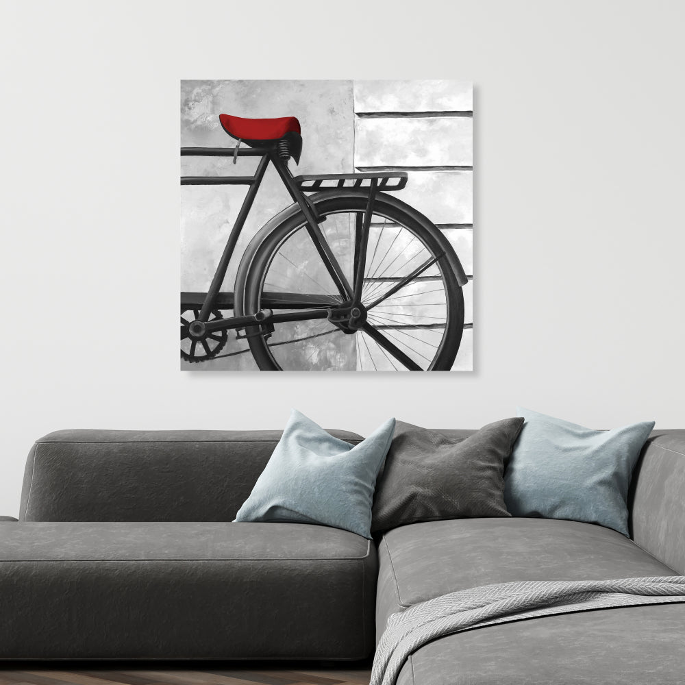 White Bedroom Still Life Canvas | Rear Bicycle Home Decor