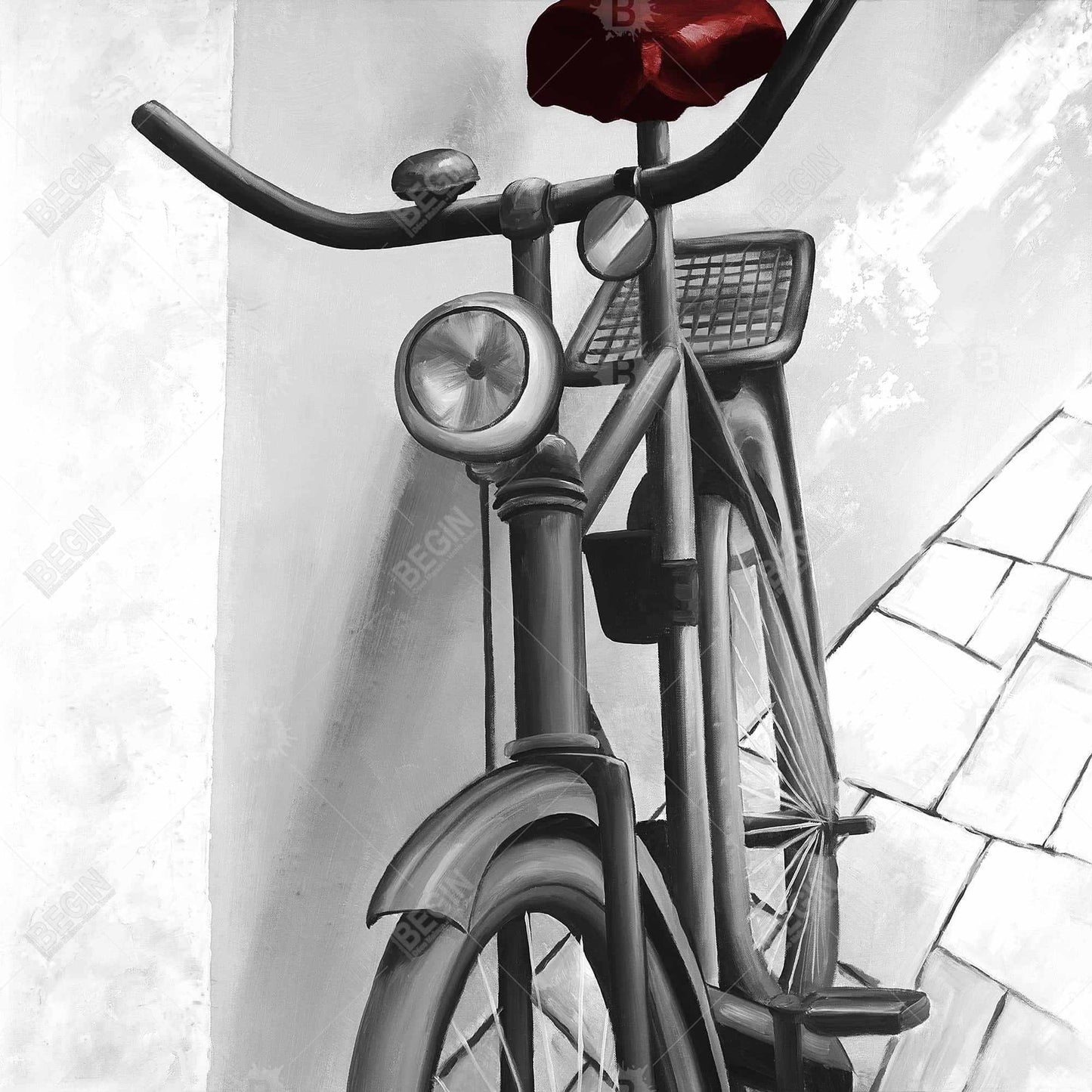 Abandoned Bicycle Canvas - White Art for Living Room Decor
