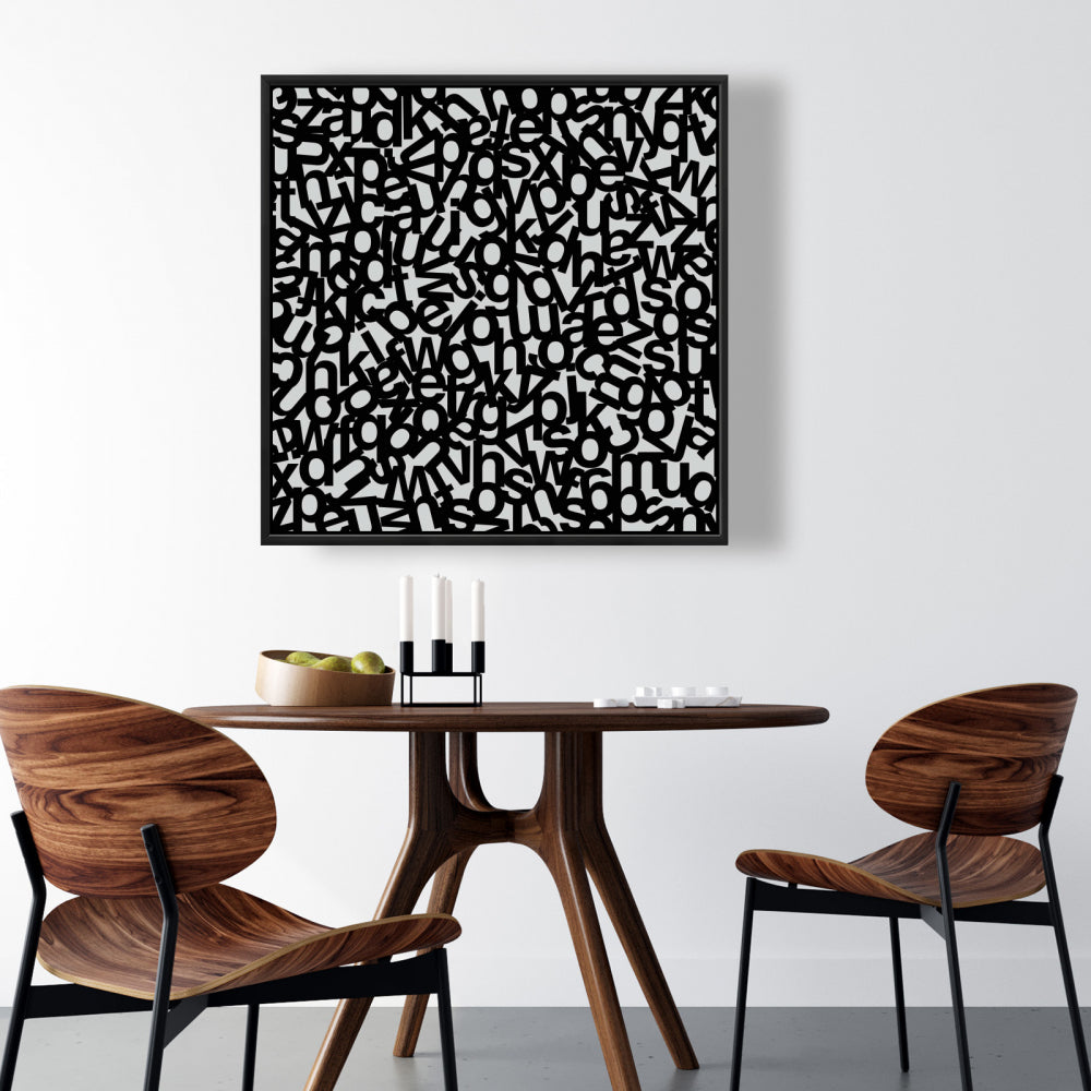 Toile encadrée Alphabet gris | Décoration murale pour salon