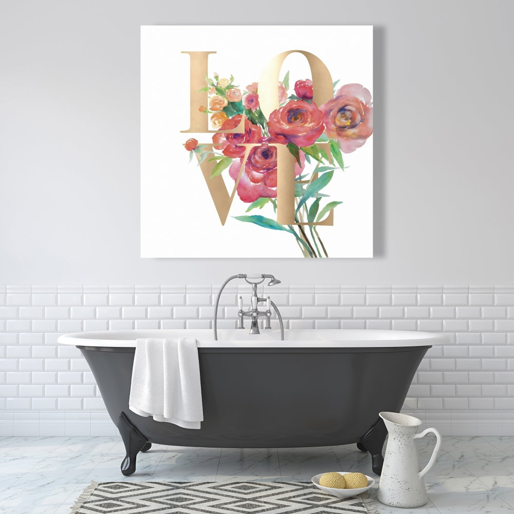 Love Gold Bedroom Canvas - Motivational Quotes Home Decor