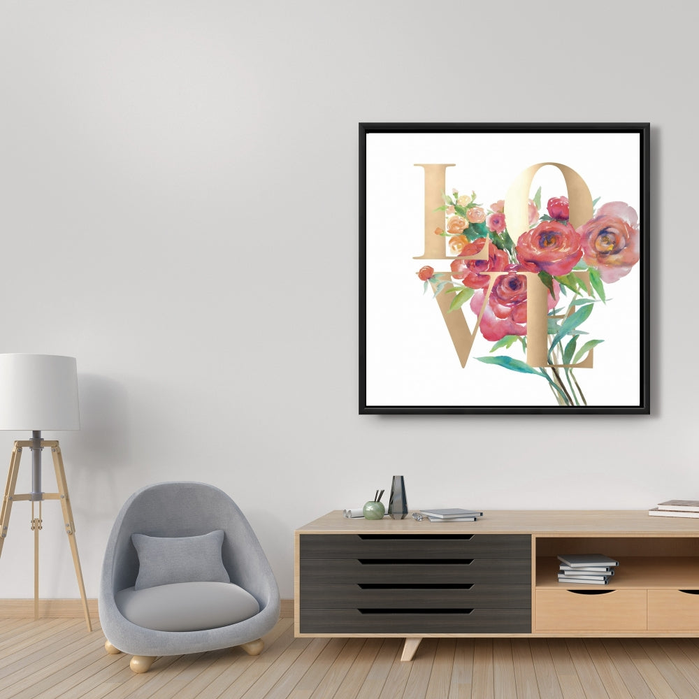 Pink Romantic Quotes Motivational Canvas - Love Gold Home Decor