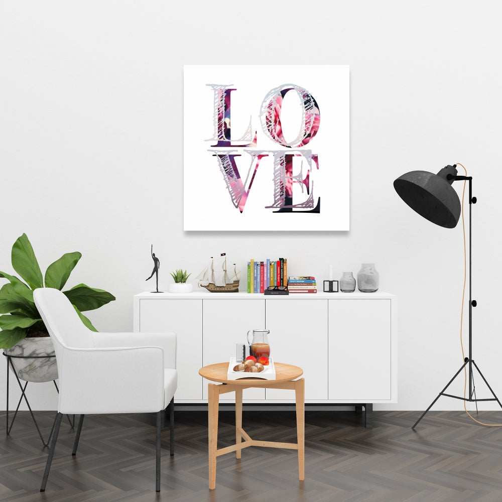 Love Bloom Canvas | Purple Bohemian Home Decor Quotes Art