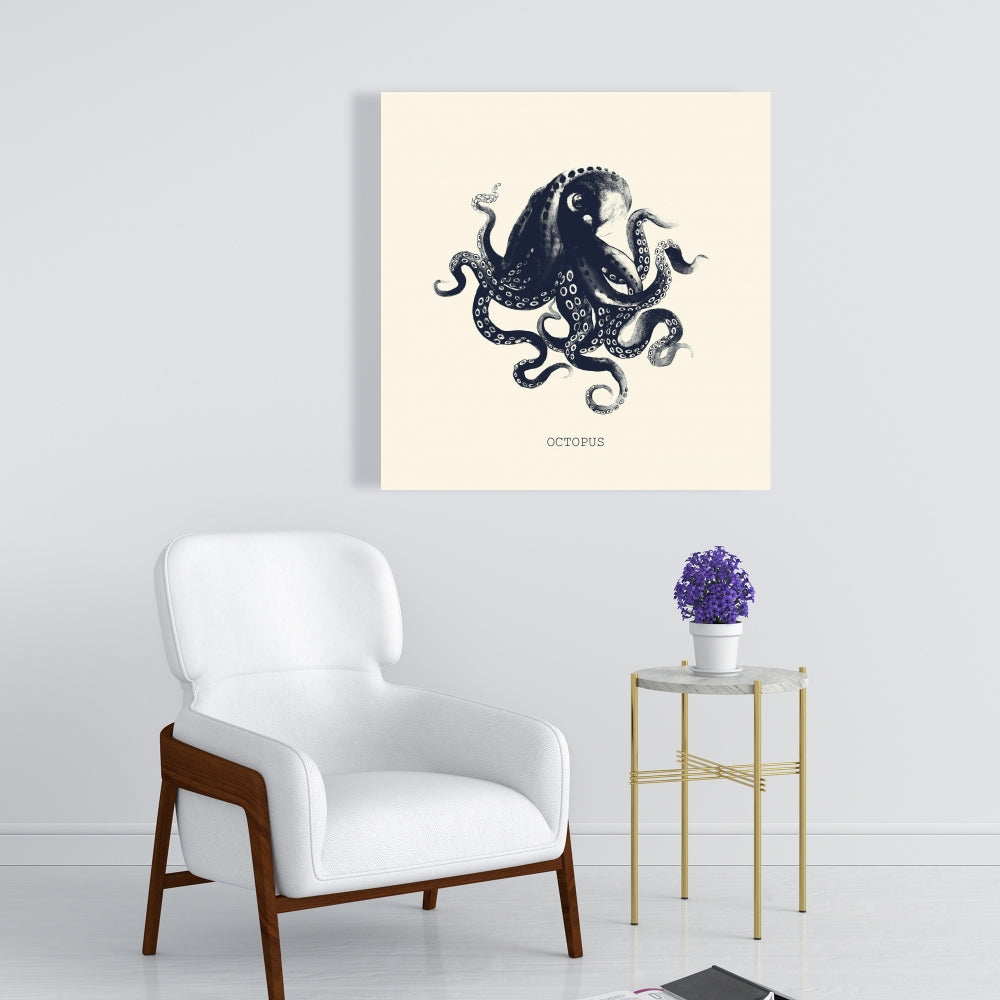 Octopus Coastal Blue Marine Canvas - Home Decor Wall Art
