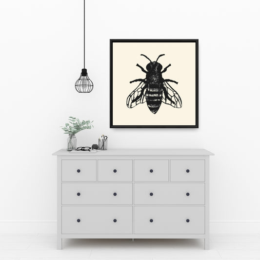 Bee Canvas Wall Art | Black Animal Industrial Framed Decor