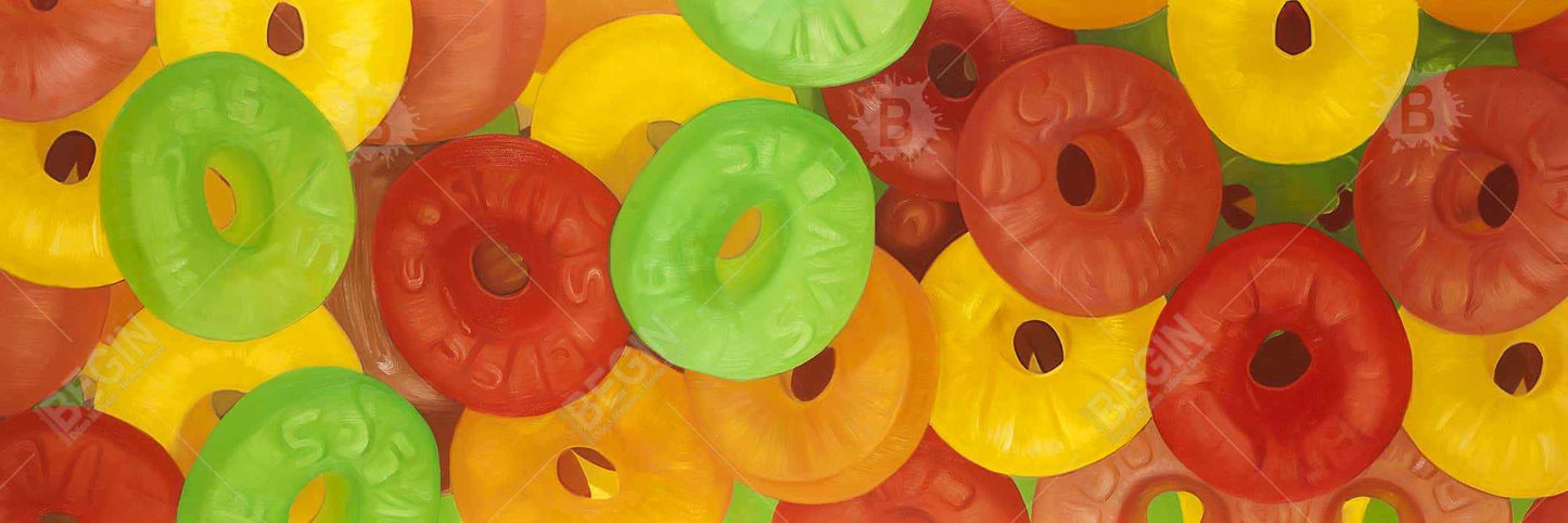 Colorful Jujubes Canvas - Yellow Kitchen Decor Framed Art