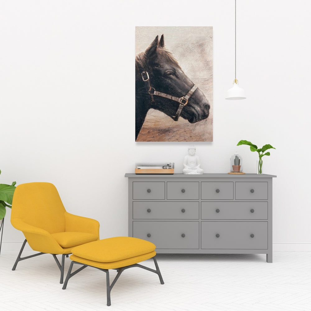 Gallopin the Brown Horse Canvas | Bedroom Home Decor Art