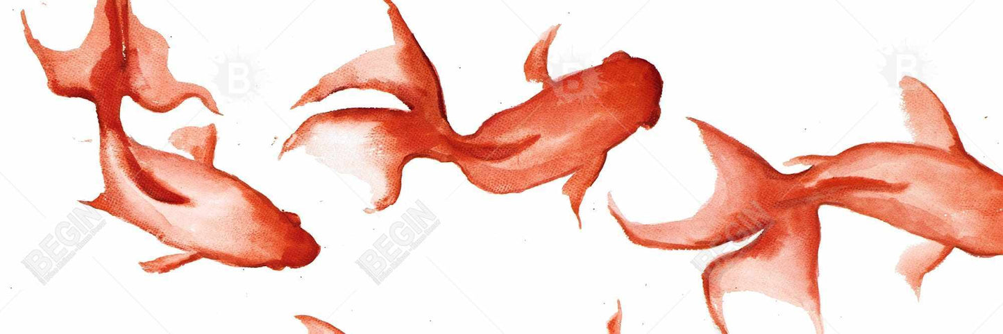 Toile de chambre asiatique Petits poissons rouges | Décoration d'intérieur