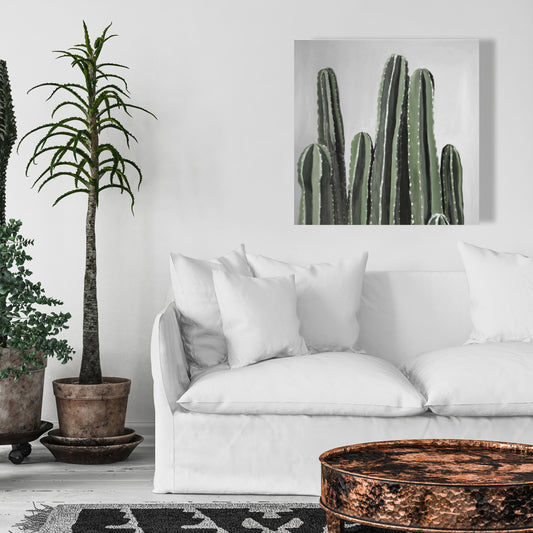 Desert Candle Cactus Canvas - Botanical Home Decor Art