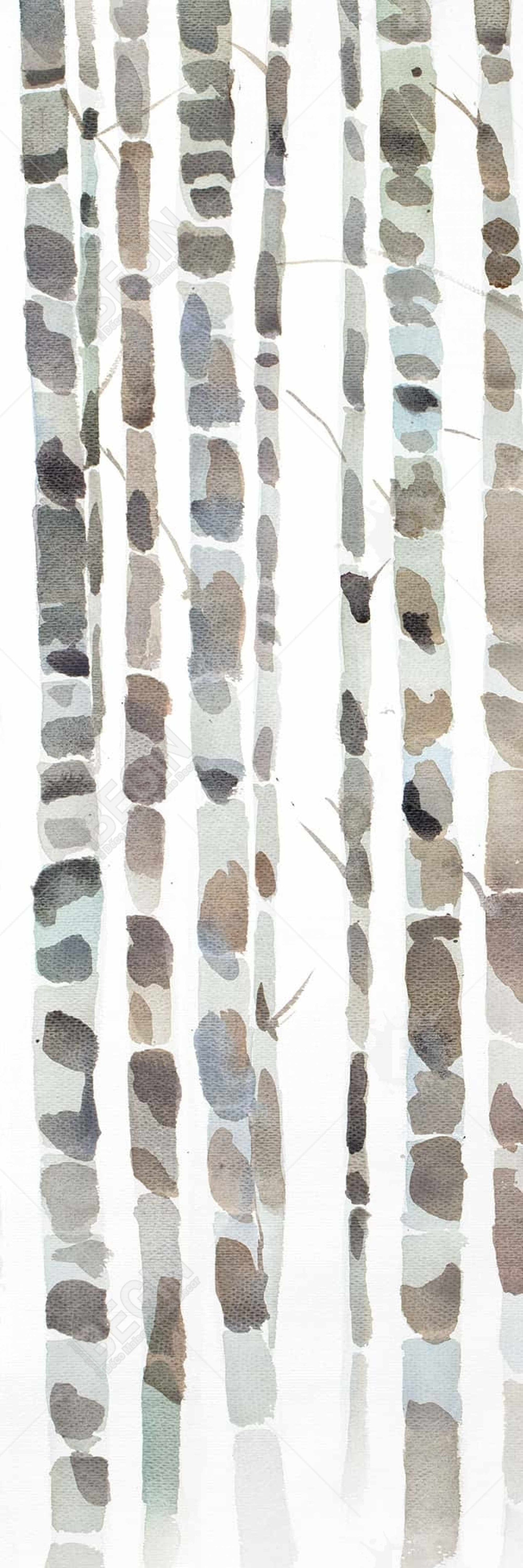Minimalist Blue Landscape Canvas - Watercolor Birch Trees Decor