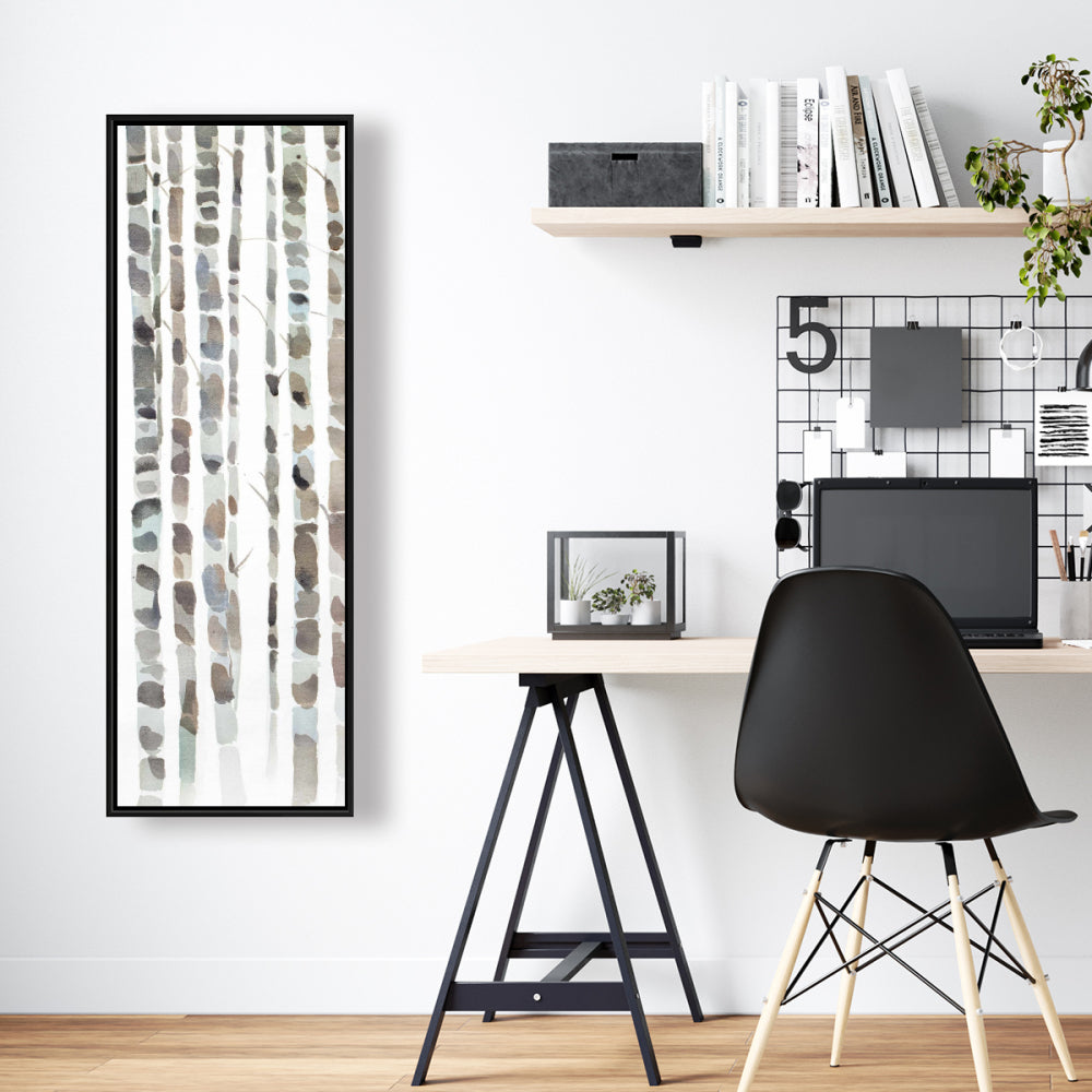 Watercolor Birch Tree Forest Canvas | Blue Bedroom Wall Art