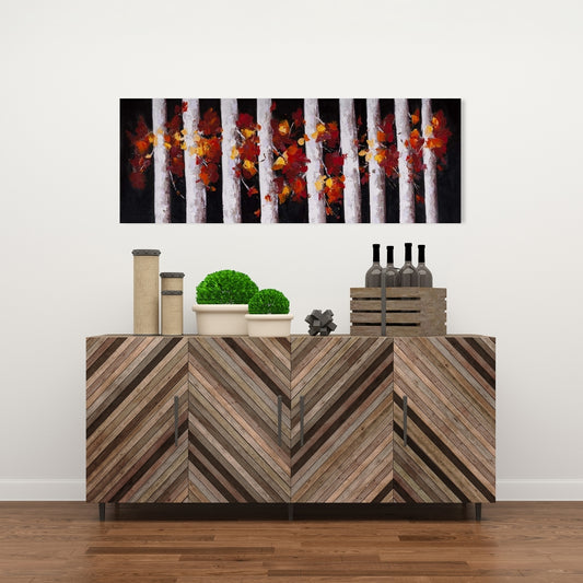 Trees and Fall Leaves Canvas | Bedroom Wall Decor Artwork