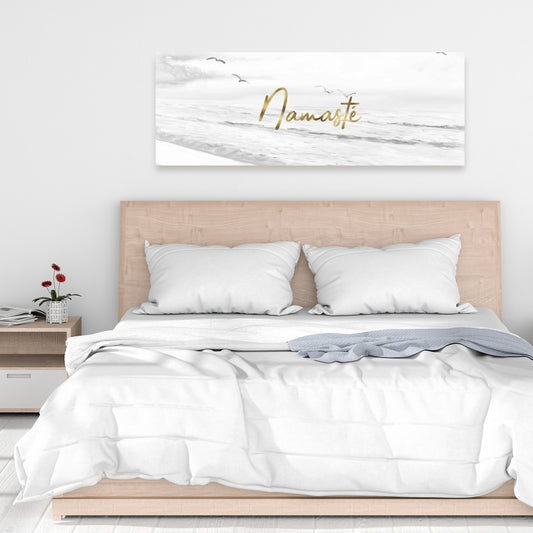 Namaste Bedroom White Sea Canvas | Home Decor Wall Art