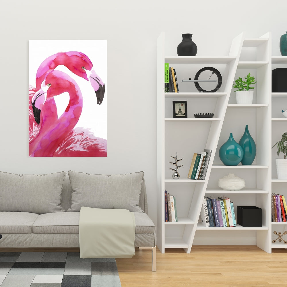 Watercolor Flamingo Love | Pink Canvas Home Decor Art
