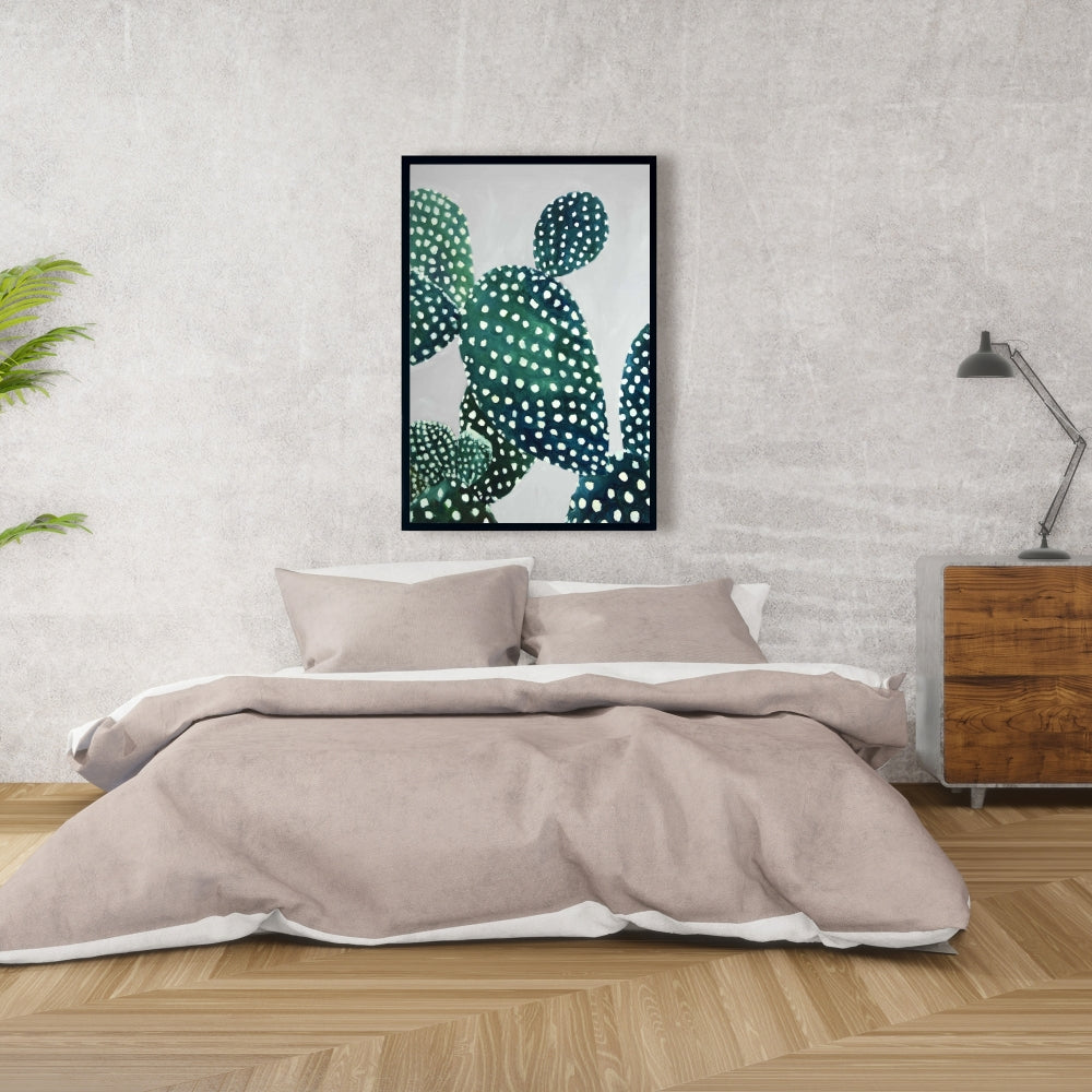 Botanical Opuntia Cactus Canvas | Floral Bedroom Wall Decor