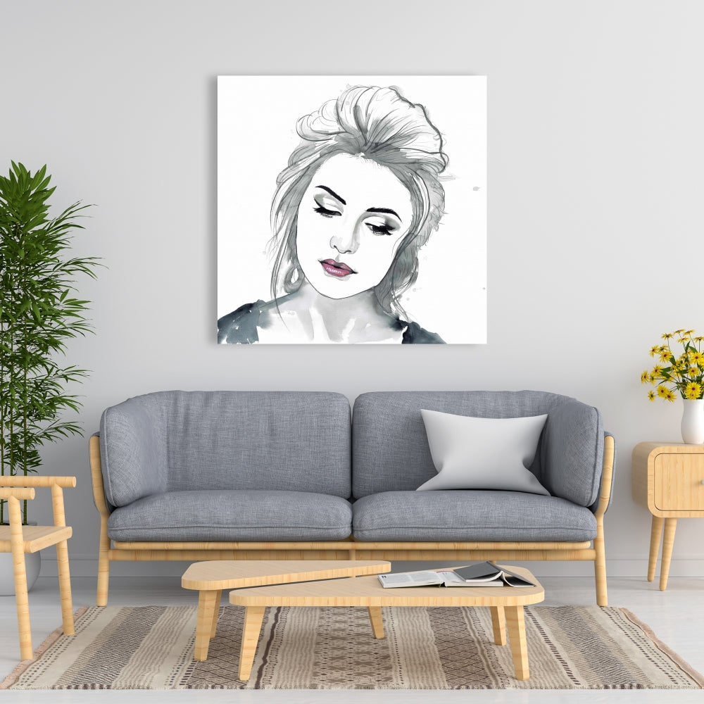 Bohemian White Canvas - Watercolor Delicate Woman Decor