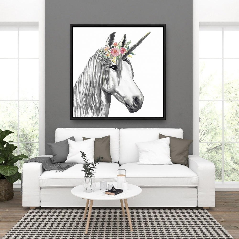 Toile encadrée Licorne - Décoration de chambre à coucher avec cheval | Décoration murale