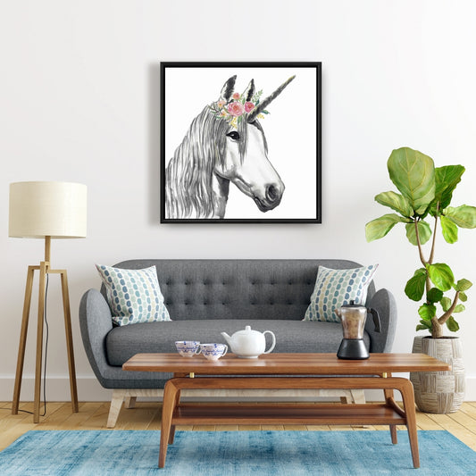 Toile encadrée Licorne - Décoration de chambre à coucher avec cheval | Décoration murale