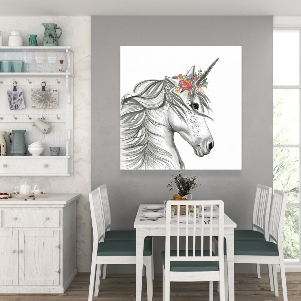 Magic Unicorn White Canvas - Enchant Your Bedroom Decor