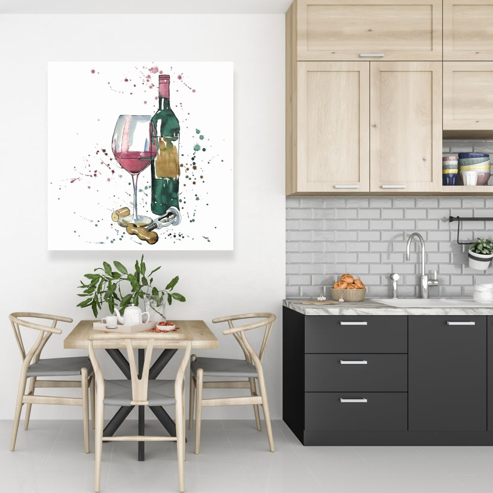 Gastronomy Red Wine Canvas | Bottle of Red Wine Home Decor