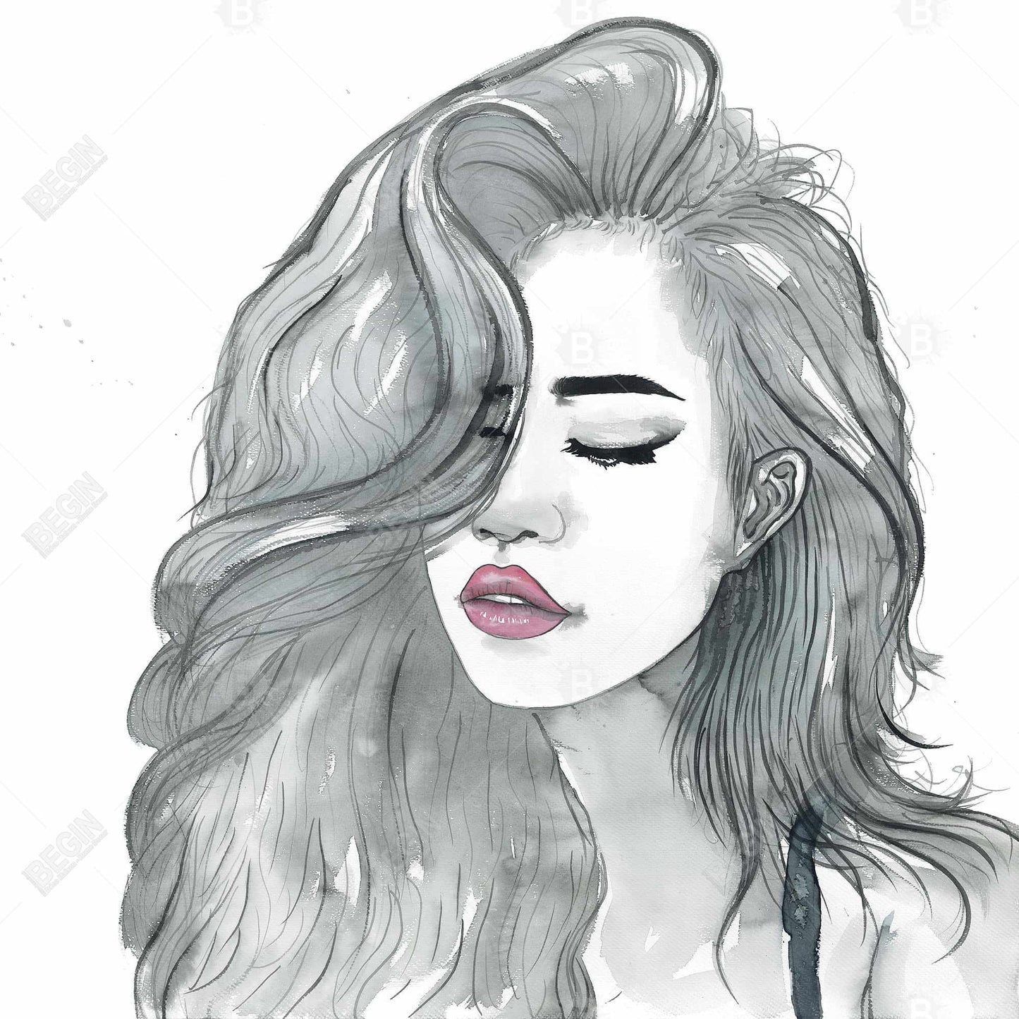 Bohemian White Woman Canvas | Beautiful Female Hair Decor