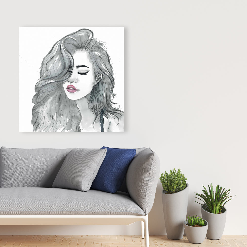 Bohemian White Woman Canvas | Beautiful Female Hair Decor