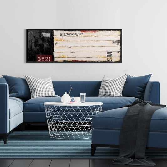 Toile numérotée aspect bois | Décoration de chambre industrielle