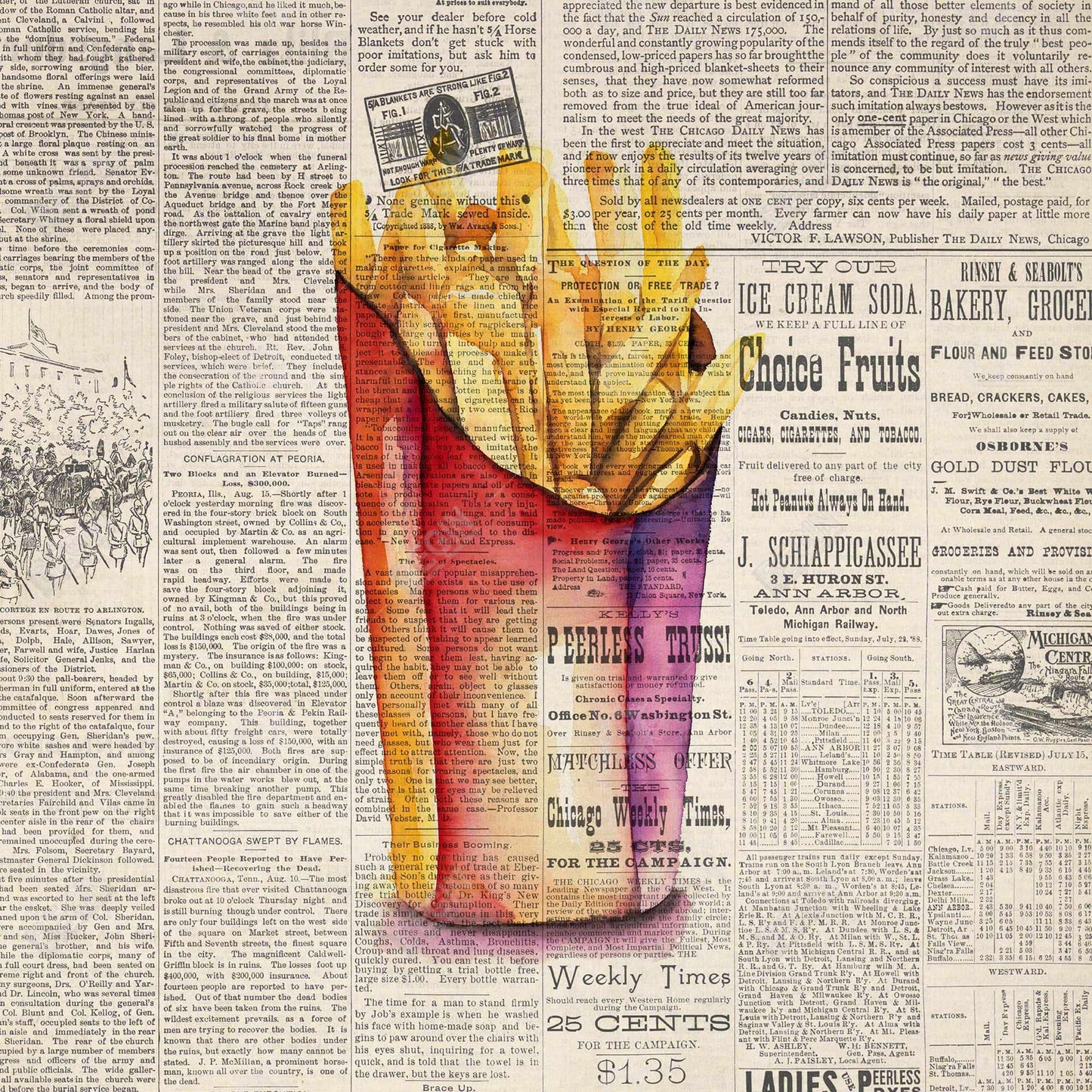Toile vintage avec frites | Décoration murale pour cuisine