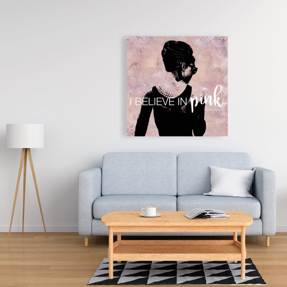 I Believe in Pink Woman Figurative Industrial Canvas - Home Decor