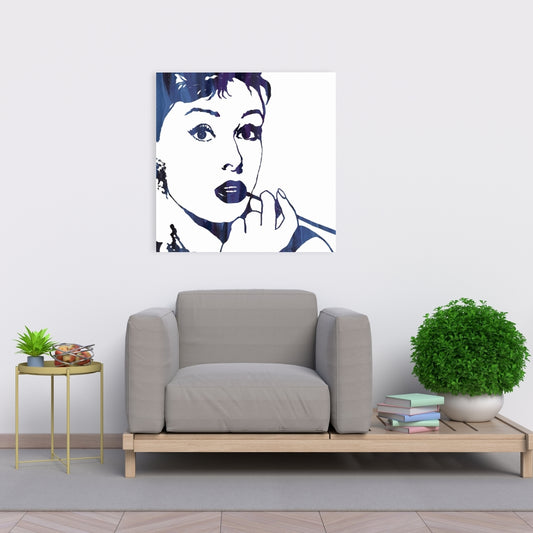 Blue Retro Audrey Hepburn Canvas - Cigarillo Home Decor