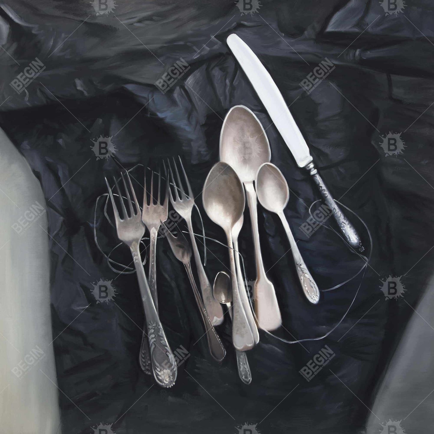 Vintage Cutlery Still Life Canvas | Kitchen Home Decor Art