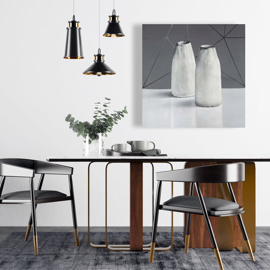 White Kitchen Monochrome Canvas - Vases Decor for Home