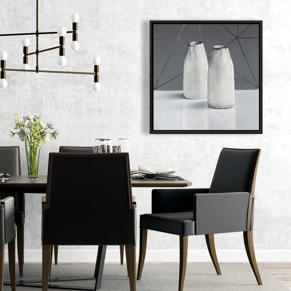 Toile encadrée Vases - Blanc - Objet Décoration Cuisine Maison Art