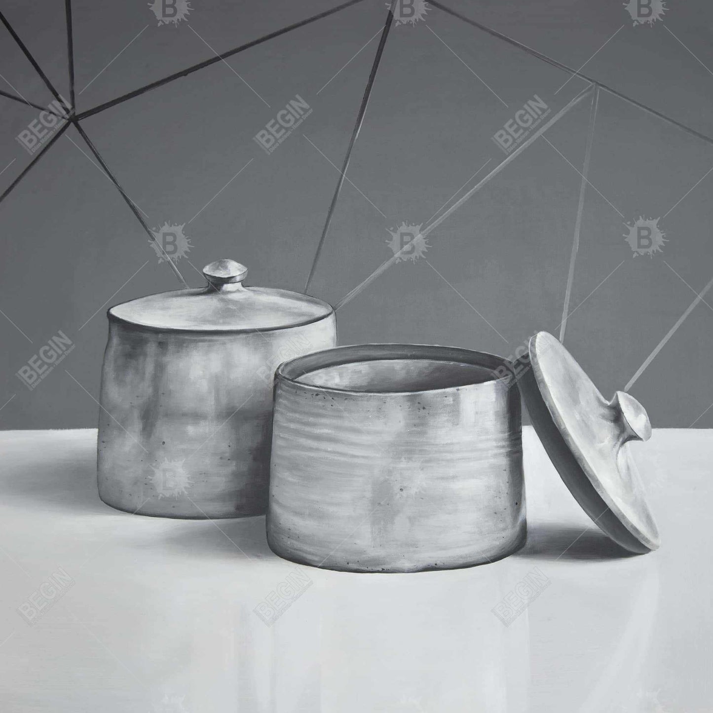 Old Pot with Lid Canvas | White Kitchen Decor Wall Art