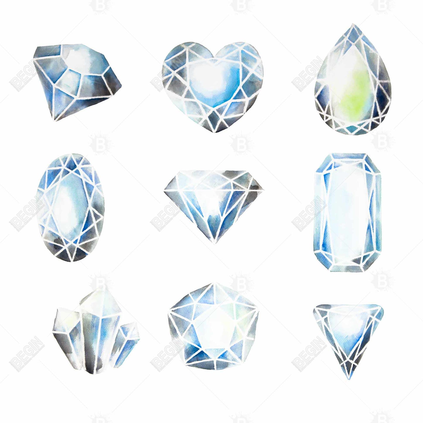 Minimalist Blue Canvas Crystals | Home Decor Bedroom Art