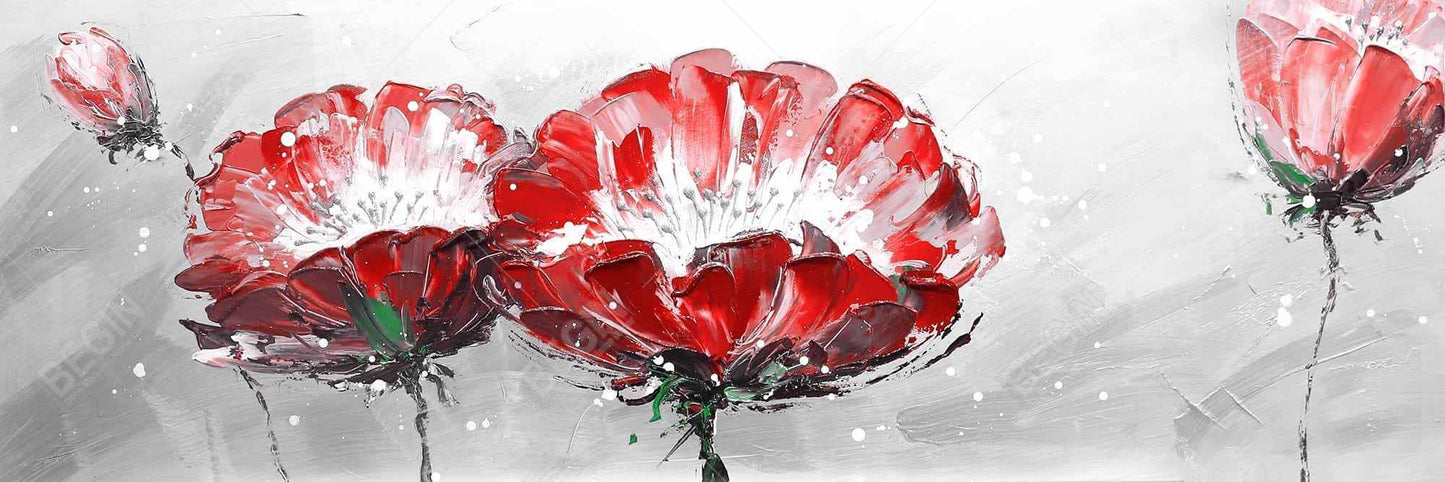 Deux fleurs sauvages sur toile grise | Décoration d'intérieur et de chambre